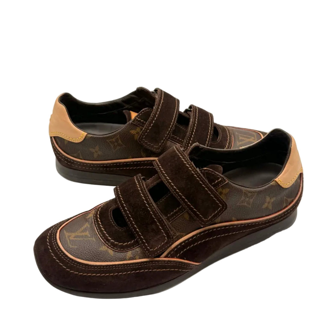 Louis Vuitton Brown Monogram Canvas and Suede Trainer (Pre-owned)