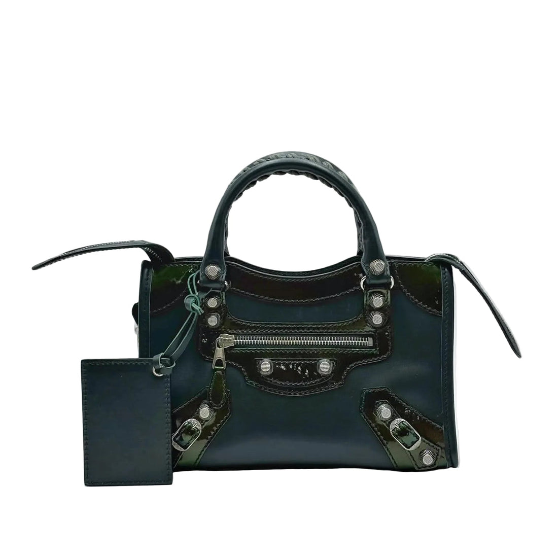 Balenciaga Classic Mini City Dark Green Leather and Patent Leather Bag (Pre-owned) 6C6VC4K