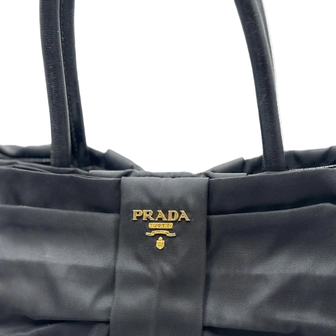 Prada Black Vela Nylon Bow Tote Bag MV1 (Pre-owned) 34H2J27