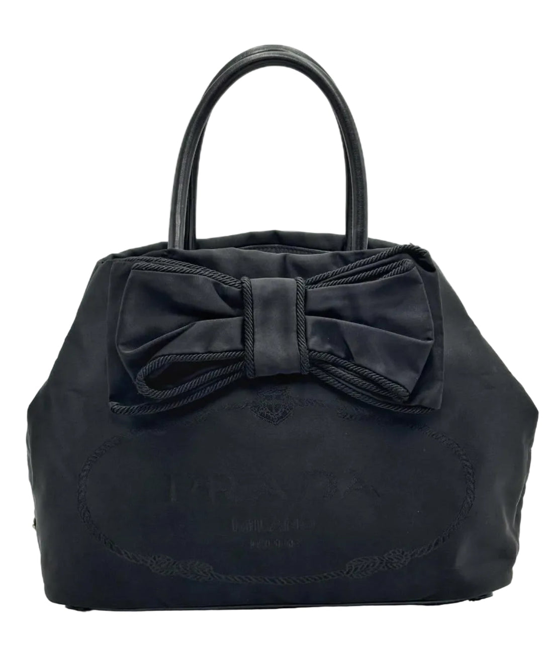 Prada Jacquard Bow-Embellished Nylon Reversible Handbag (Pre-owned) W74CB4R