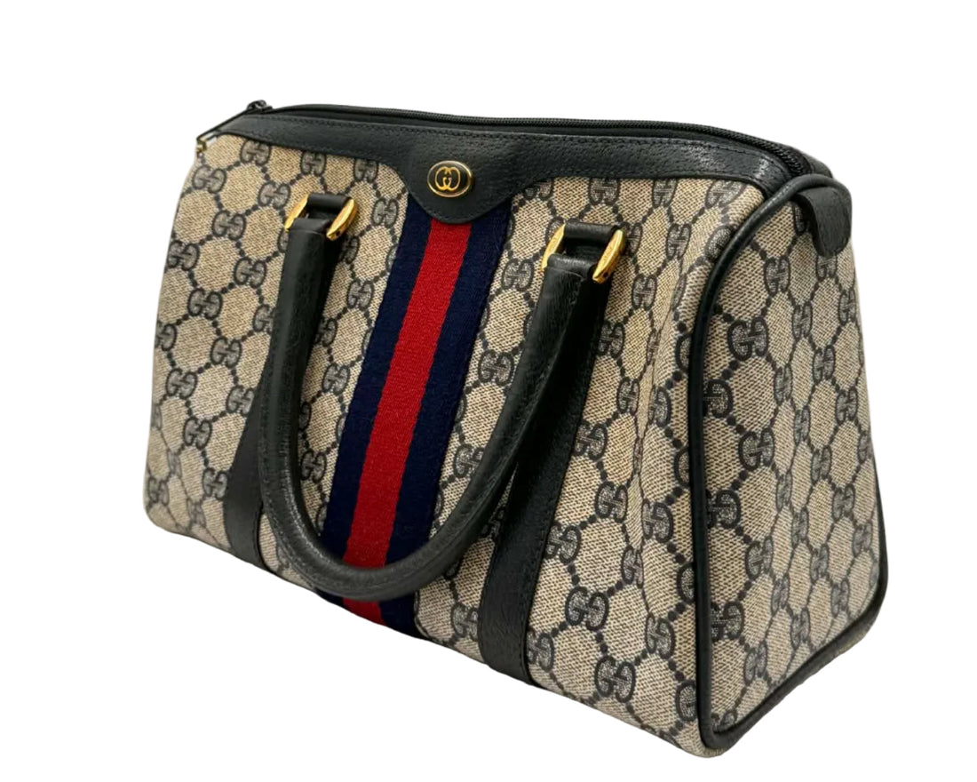 Gucci Boston Handbag GG monogram Canvas Leather (Pre-owned) KT4KWC3