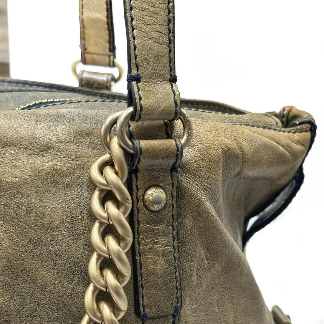 Max Mara Olive Green Leather Shoulder Bag (Pre-owned)