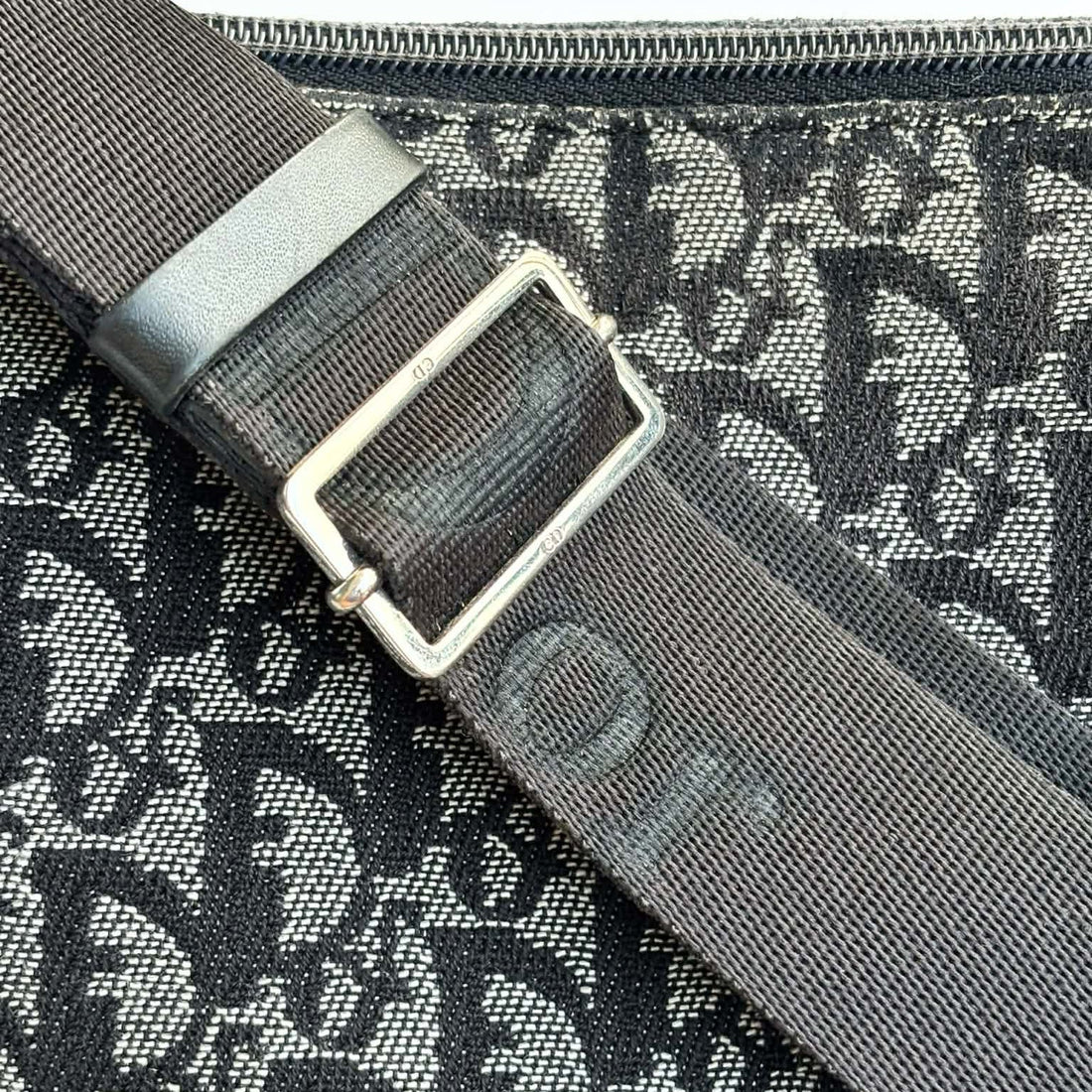 Christian Dior Gray Black Dior Trotter Logo Canvas Crossbody Bag (Pre-owned) T8HJ46R