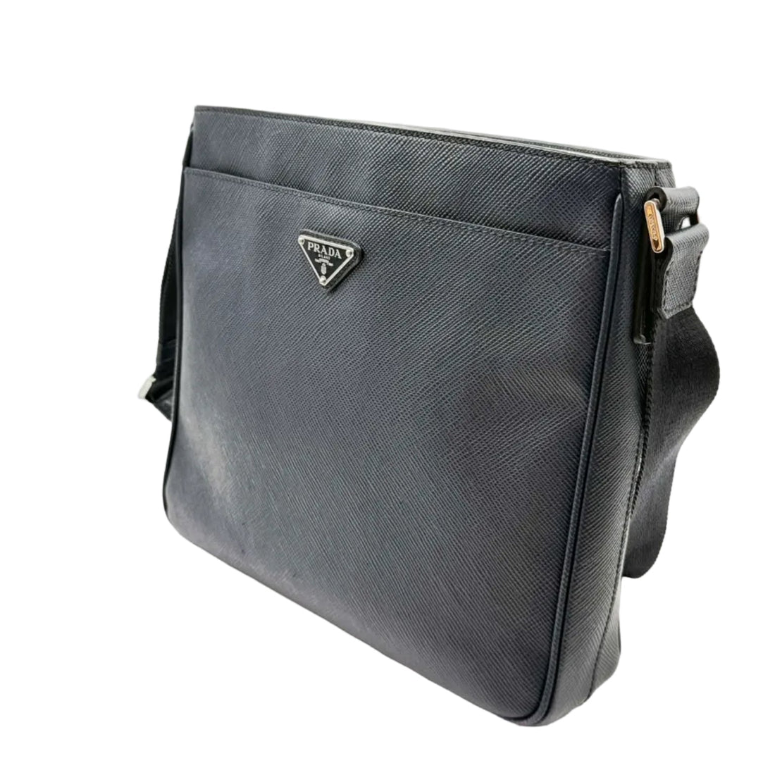 Prada Saffiano Leather Messenger Bag in Navy Blue (Like new)