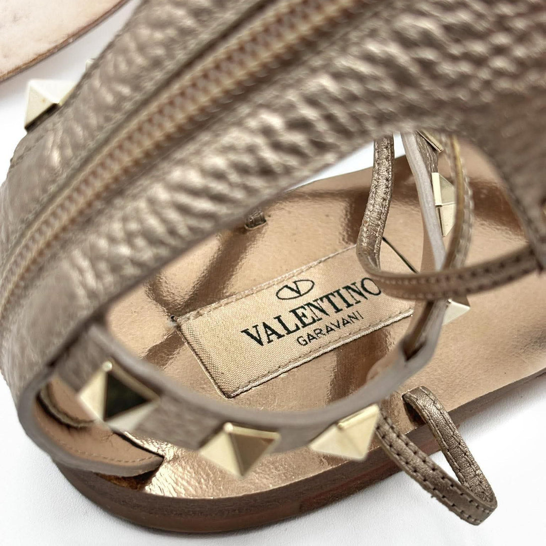 Valentino Beige Leather Knee- High Rockstud Gladiator (Pre-owned)
