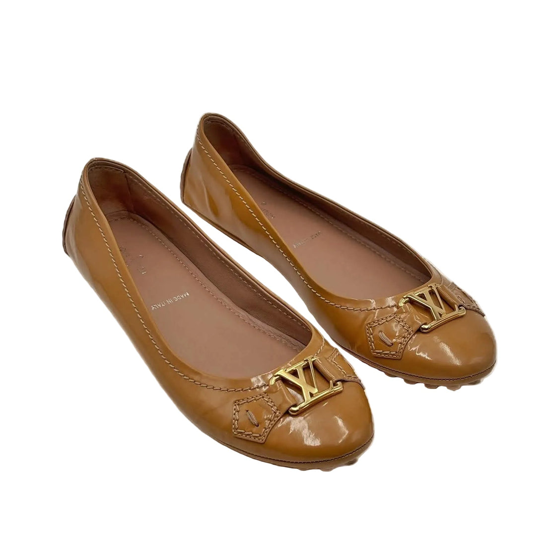Louis Vuitton Patent Calfskin Womens Oxford Ballerina Flats (Pre-owned)