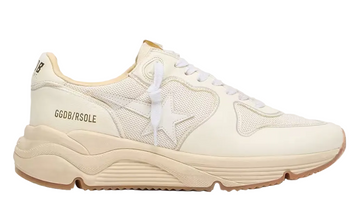 Golden Goose Running Sole in Mesh & White Nappa
