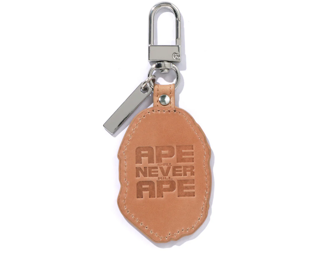 A Bathing Ape Men Key Rings Ape Head Leather Keychain