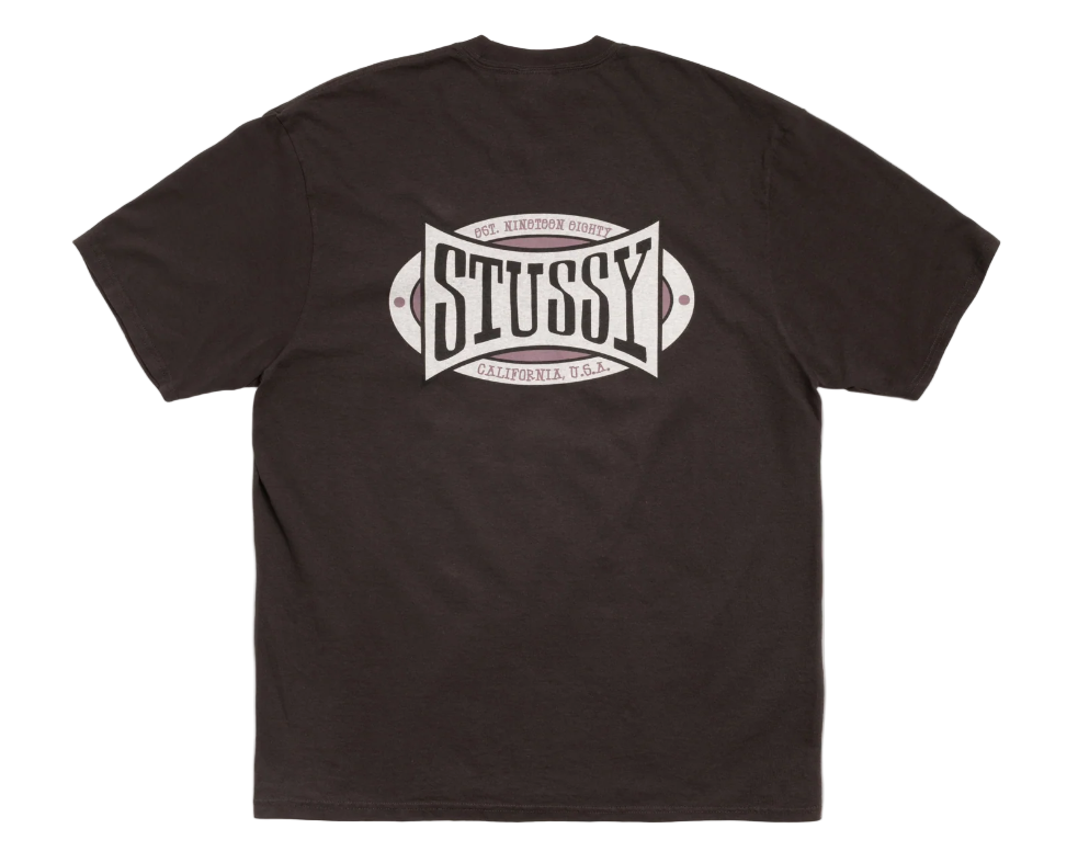 Stussy Champion Oval Pig. Dyed Tee Faded Black