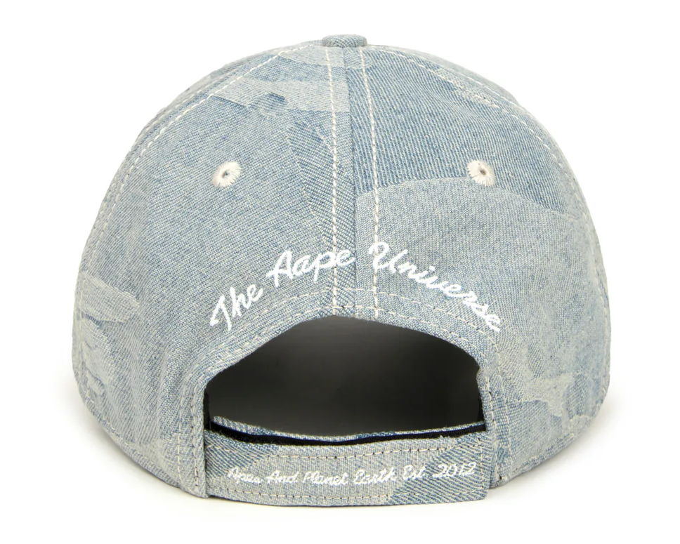 AAPE Men Hats Moonface logo cap Camo Light Blue