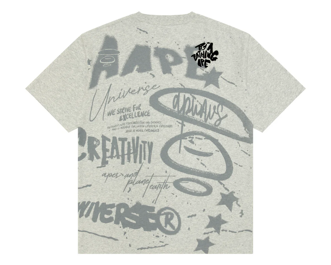 AAPE Men Short Sleeve T-Shirt AAPEUNVS graphic tee White Heather