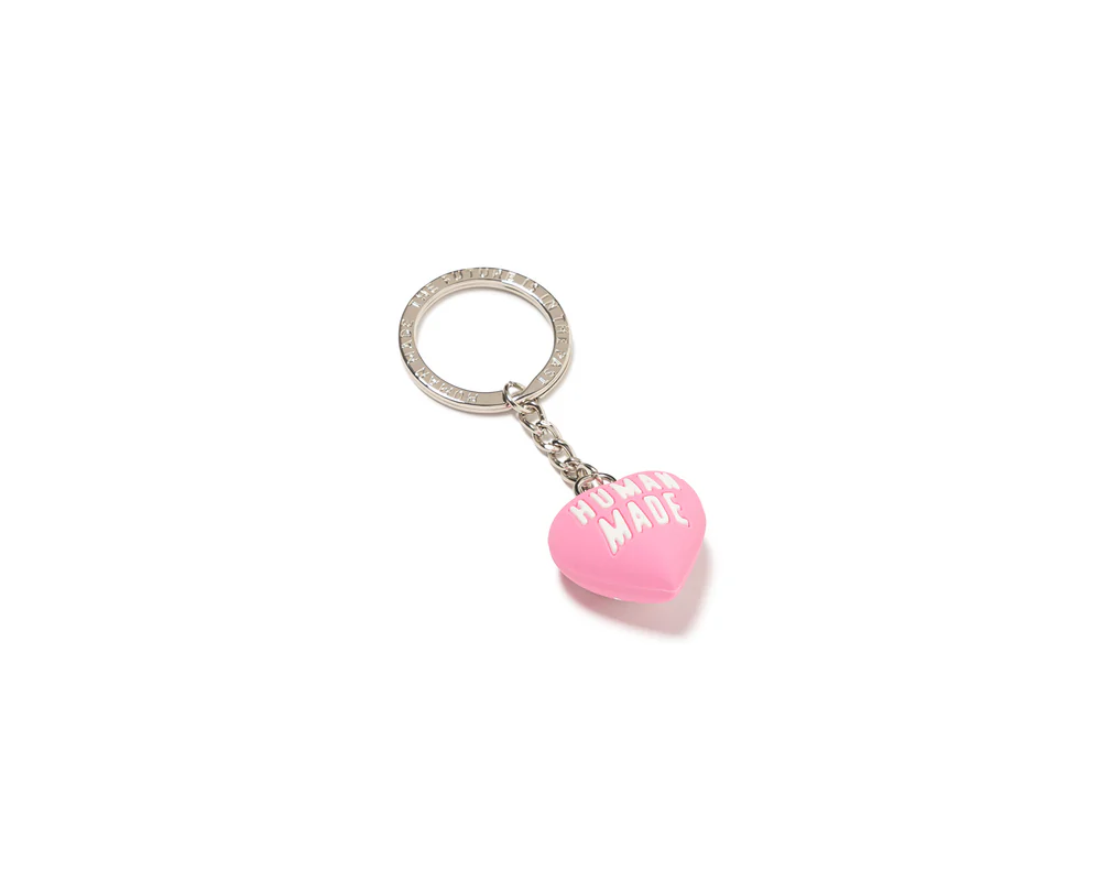Human Made Heart Rubber Keychain Pink