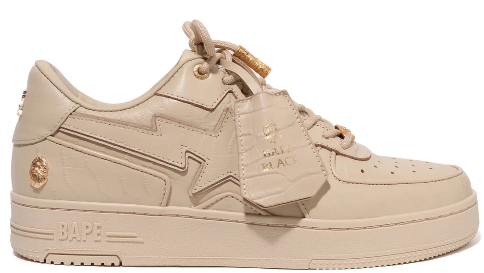Bape Black Men Low Sneakers Bape Black Bape Sta Icon Beige