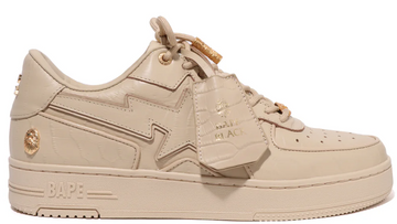 Bape Black Men Low Sneakers Bape Black Bape Sta Icon Beige