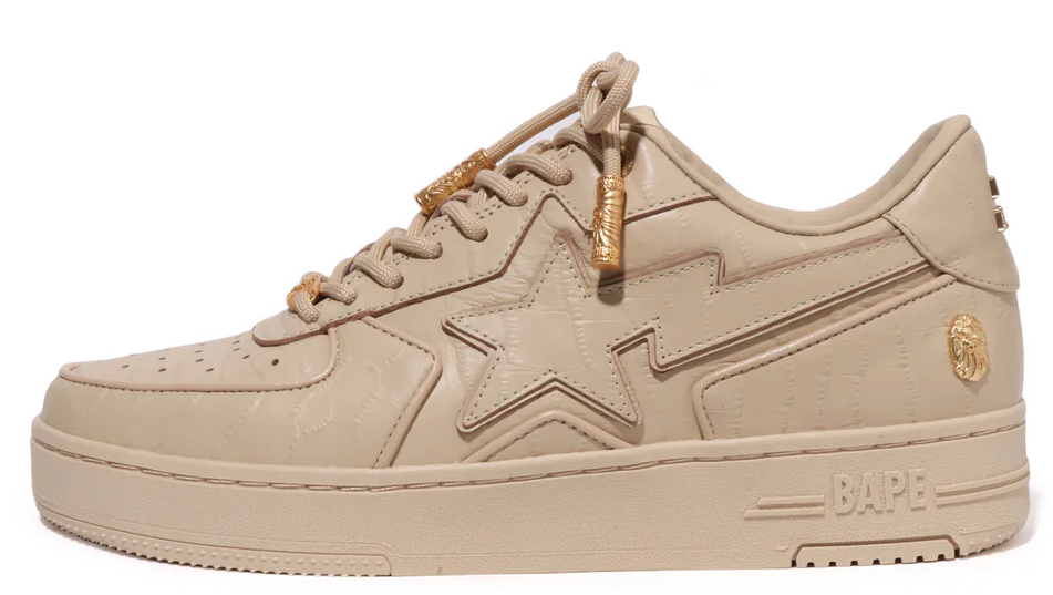 Bape Black Men Low Sneakers Bape Black Bape Sta Icon Beige