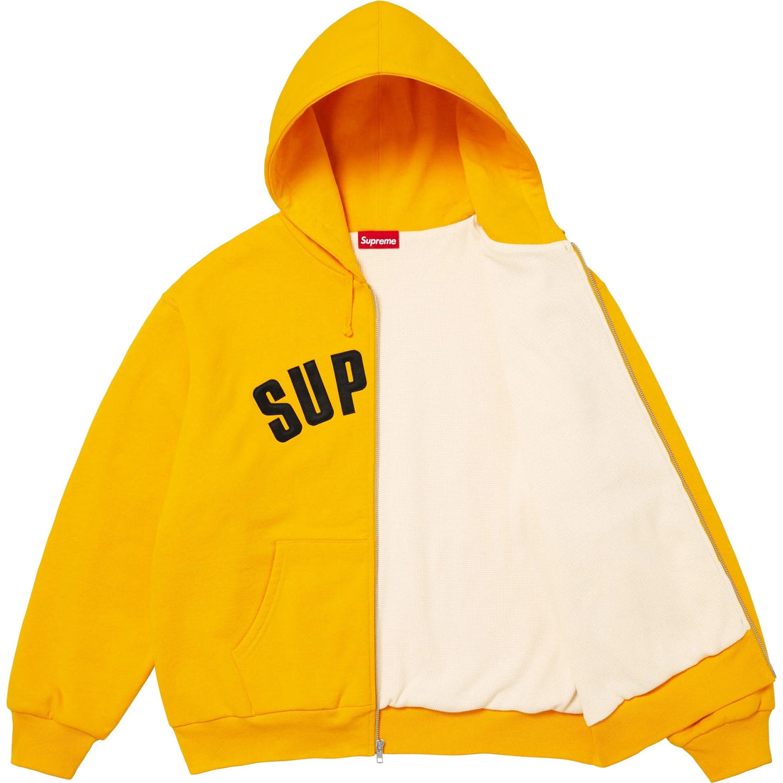Supreme Arc Thermal Lined Zip Up Hooded Sweatshirt Yellow