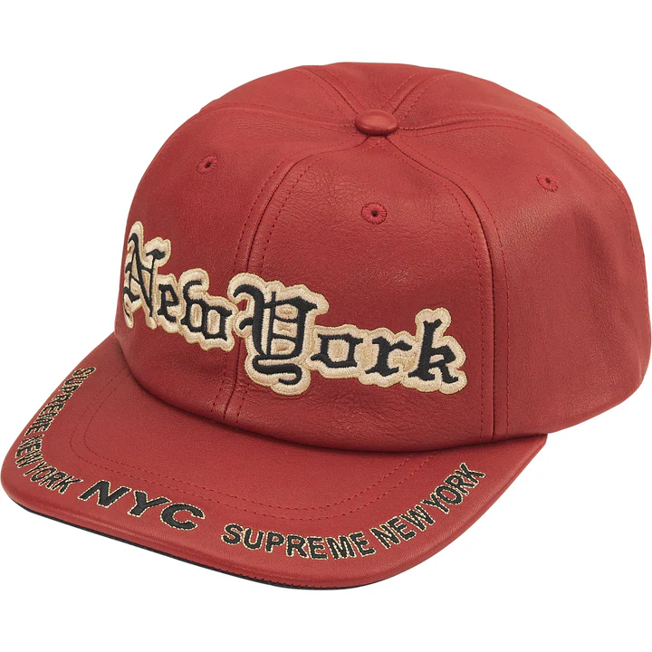 Supreme New York Leather 6-Panel Red
