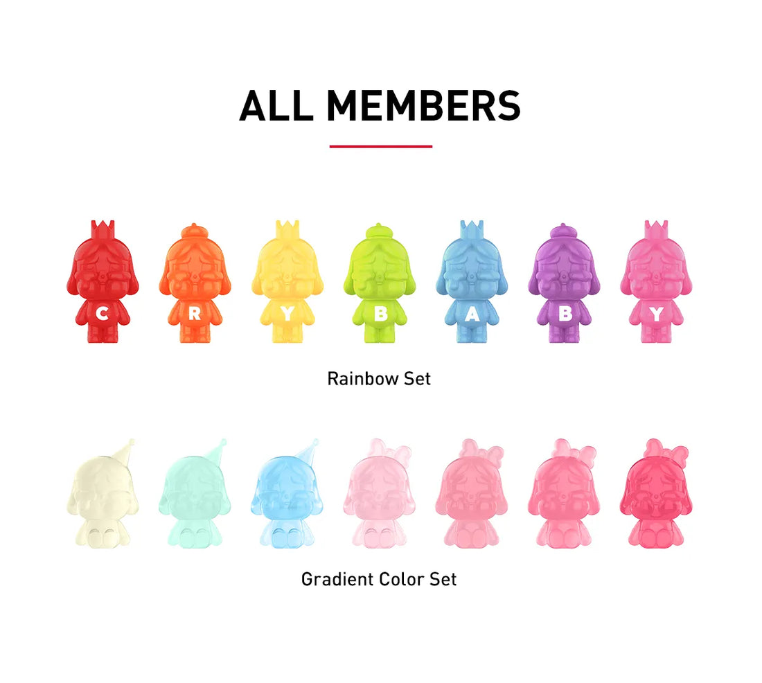 Popmart Pop Bean CRYBABY Mini Figure - Rainbow Color Set