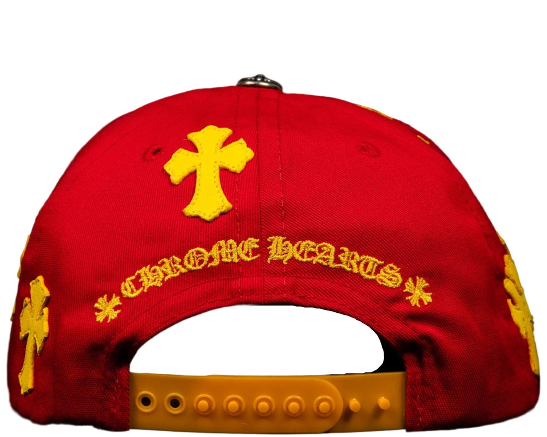 Chrome Hearts Cross Patch 5 Panel Baseball Cap Red Yellow