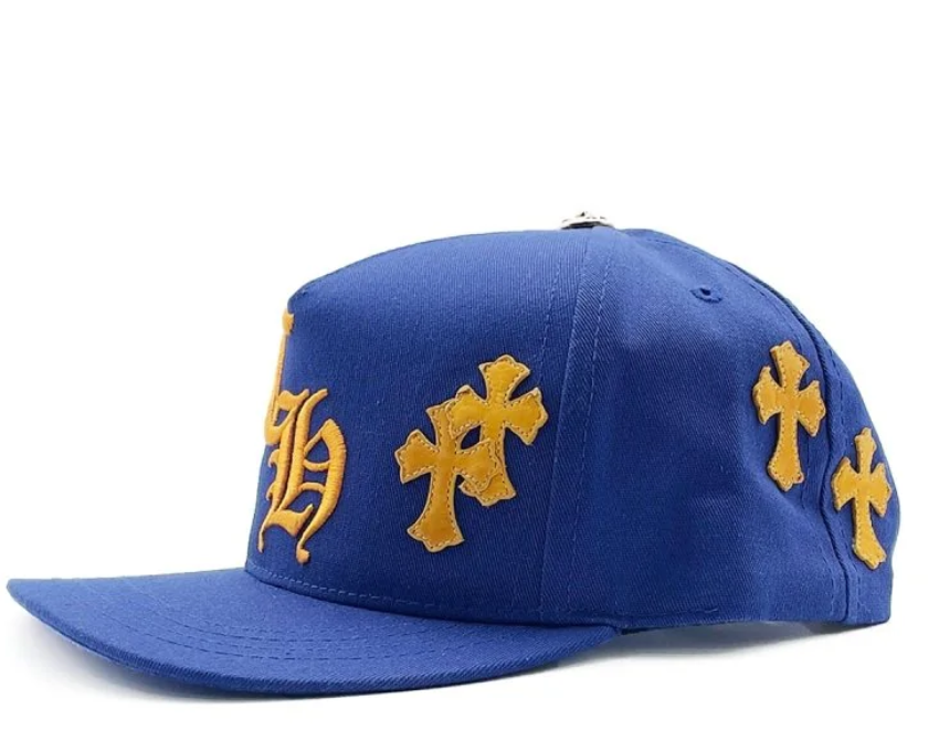 Chrome Hearts Cross Patch 5 Panel Baseball Cap Blue Yellow