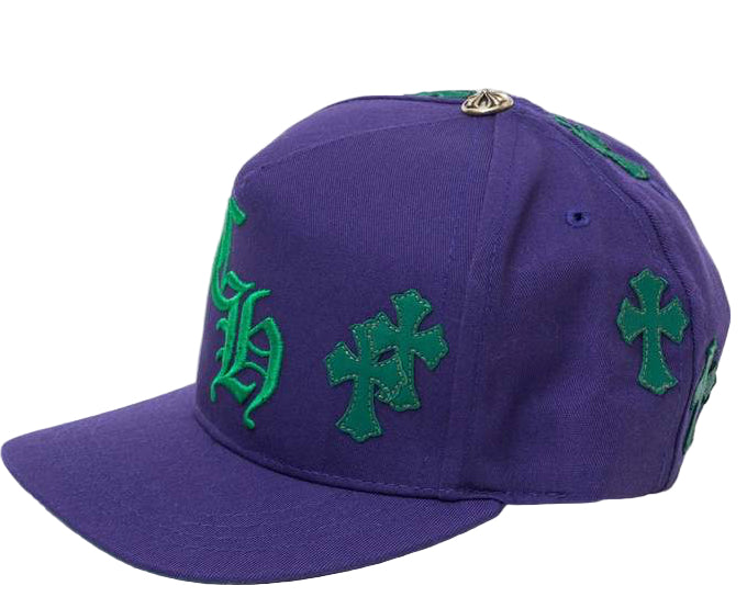 Chrome Hearts Cross Patch 5 Panel Baseball Cap Purple Green