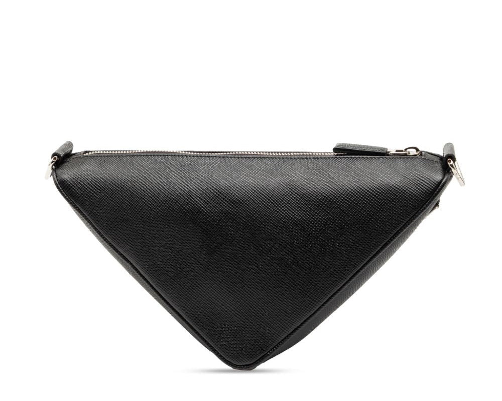 Prada Saffiano Triangle Shoulder Bag Black (Like New)