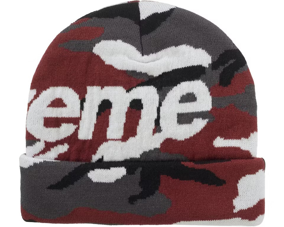 Supreme Camo Big Logo Beanie Red Camo