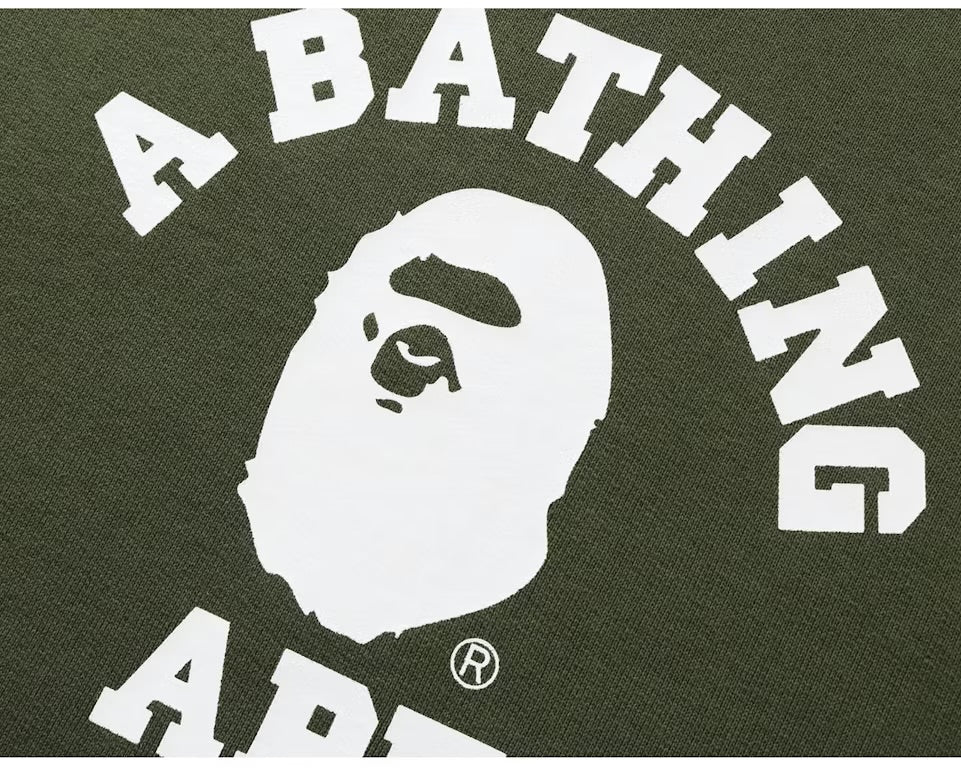 BAPE College Heavy Weight Pullover Hoodie Olive