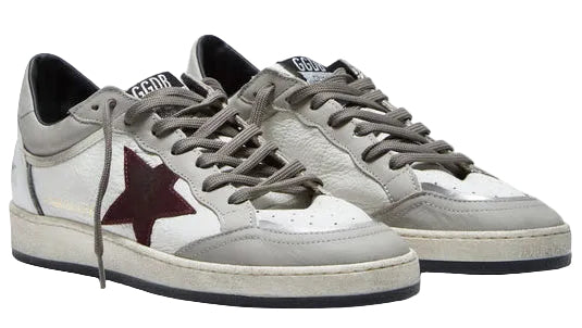 Golden Goose Ball Star Double Upper White Dove Bordeaux