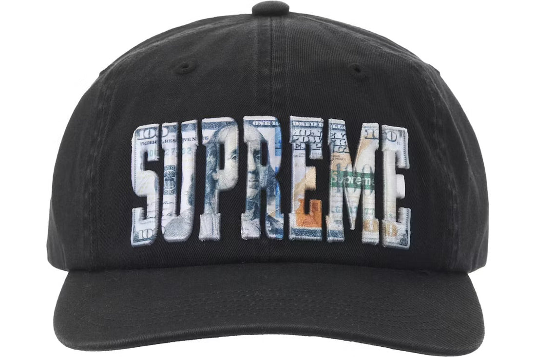 Supreme Embroidered Money Logo 6-Panel Hat Black