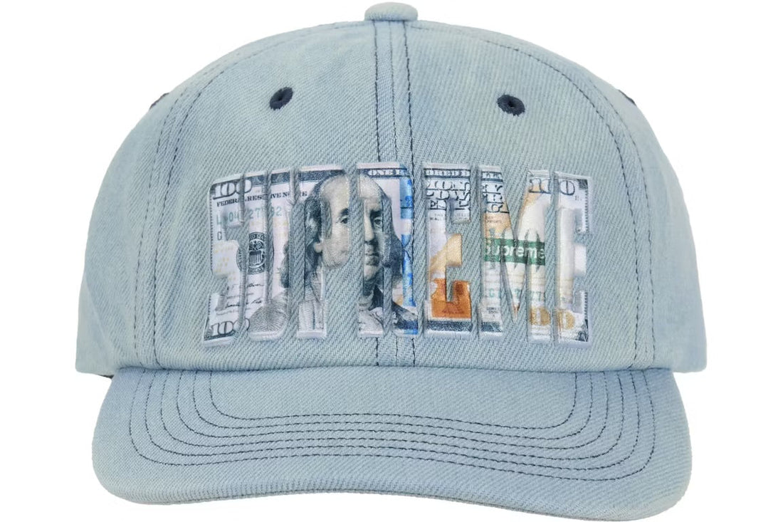 Supreme Embroidered Money Logo 6-Panel Light Blue