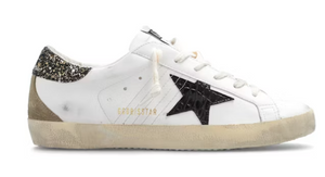 Golden Goose Super-Star White Black Croc Glitter (Women's)