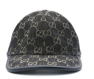 GUCCI GG Denim Baseball Cap Black Ivory