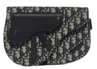 Dior Men's Black Dior Oblique Jacquard Saddle Pouch Bag