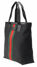 Load image into Gallery viewer, Gucci Black Web Stripe Canvas Tote Bag Black
