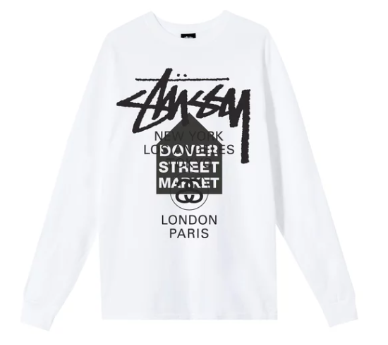 Stussy x Dover Street Market World Tour Long-Sleeve Tee 'White'