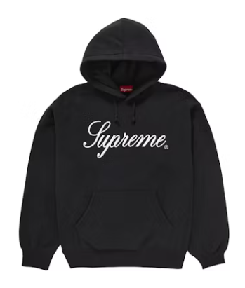 Supreme Embroidered Script Hooded Sweatshirt Black