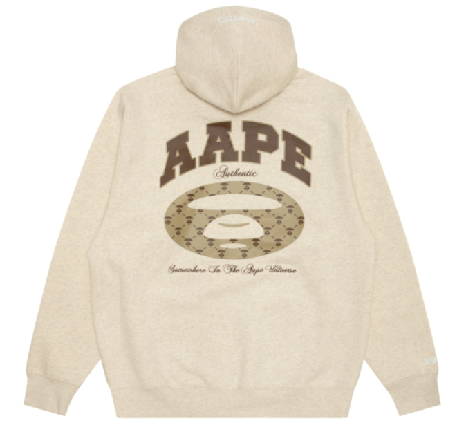 AAPE Moonface logo basic hoodie Cracker Khaki