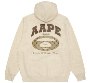 AAPE Moonface logo basic hoodie Cracker Khaki