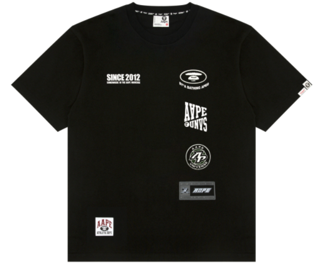 AAPE Moonface logo printed short sleeve tee Black