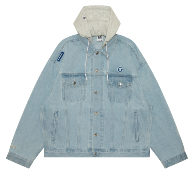 AAPE Moonface logo hooded denim jacket AAPLJM7661XXN