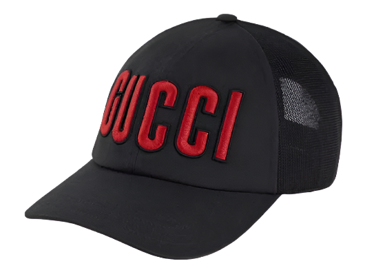 Gucci Embroidered Logo Baseball Cap black red patch