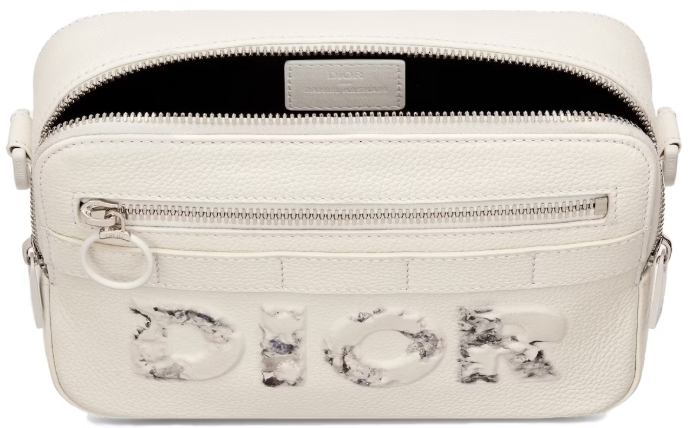 Dior x Daniel Arsham Safari Messenger Bag Calfskin White (Pre-owned)
