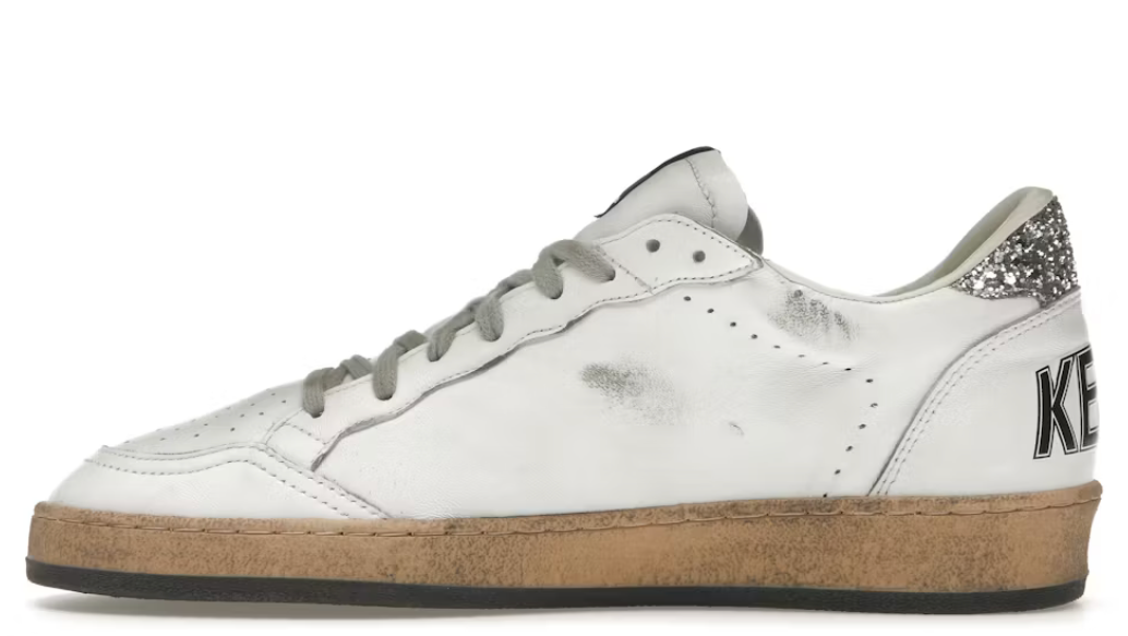 Golden Goose Ball Star White Silver Glitter (Women's)