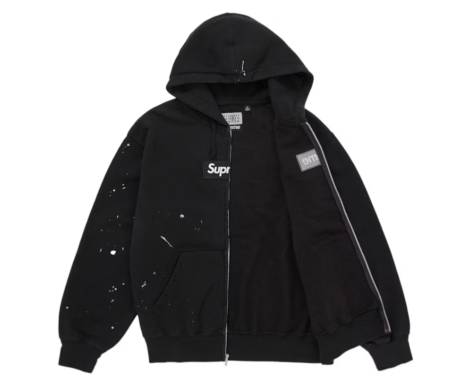 Supreme MM6 Maison Margiela Box Logo Zip Up Hooded Sweatshirt Black