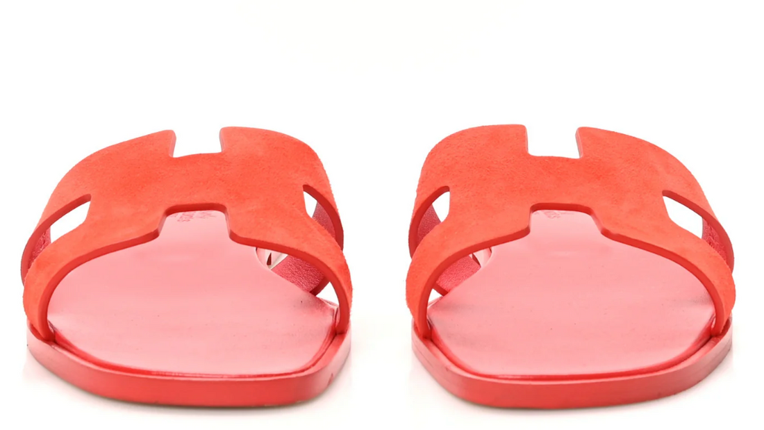 Hermes Suede Goatskin Oran Sandals Rouge Grenadine