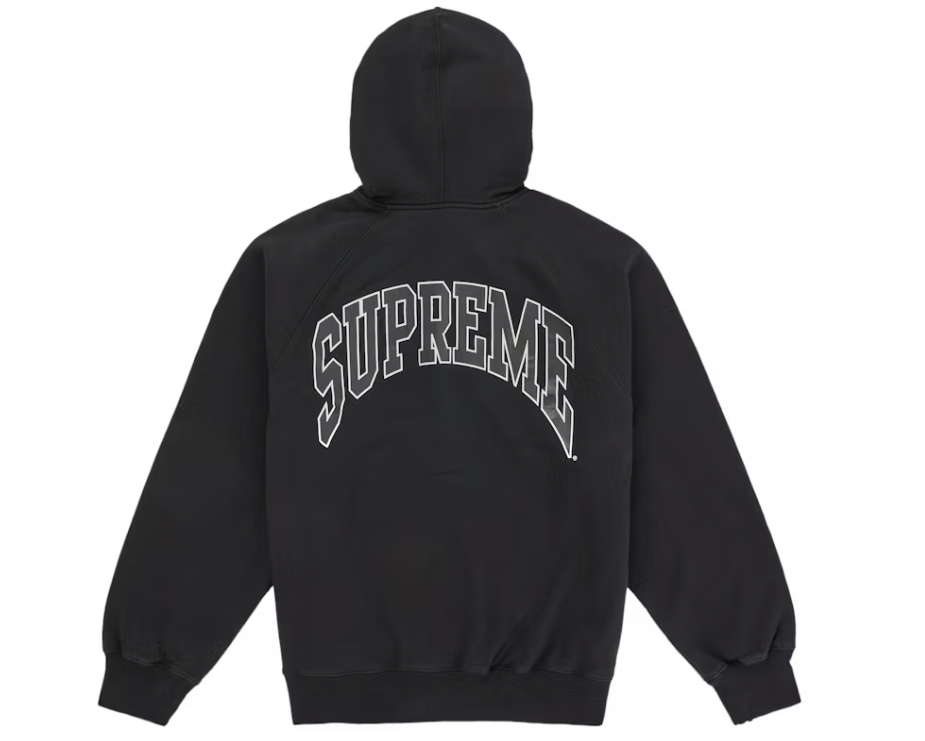 Supreme Cracked Raglan Zip Up Hooded Sweatshirt Black