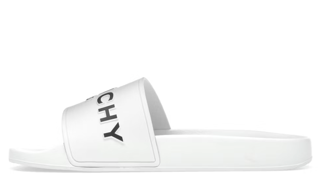 Givenchy Logo Signature Slides  White Black