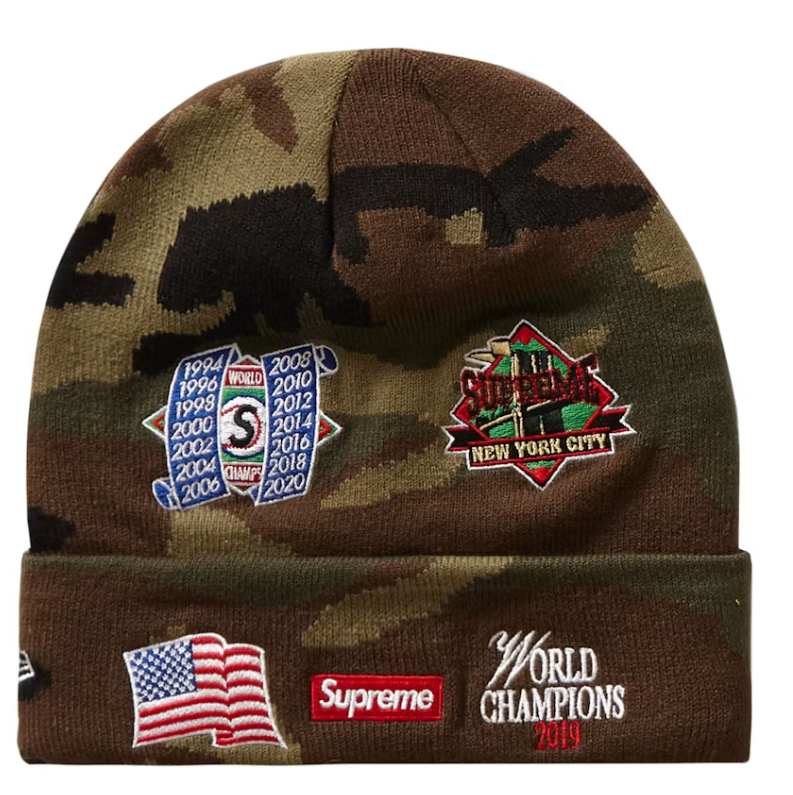 Supreme New Era Championship Beanie Woodland Camo