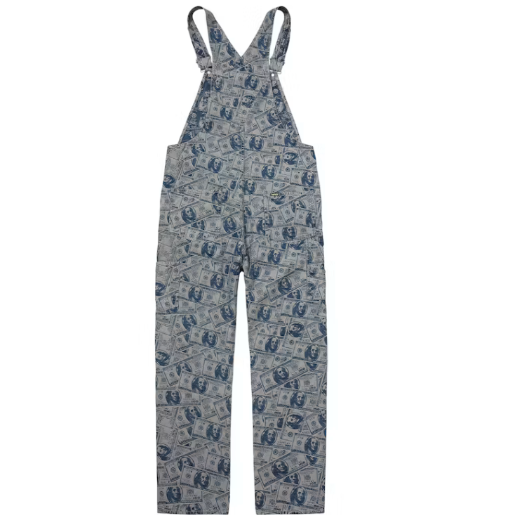 Supreme 100 Dollar Bill Overalls Blue